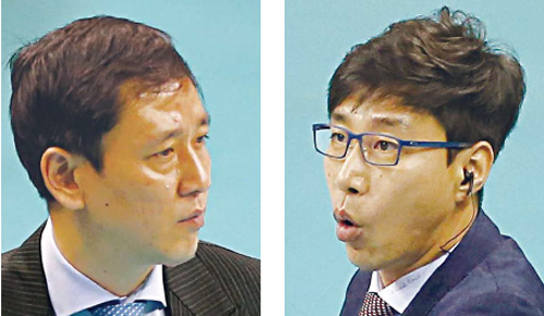 왼쪽부터 최태웅(40·현대캐피탈) 감독, 김세진(42·OK저축은행) 감독.