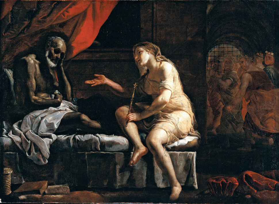 철학의 여신과 대화를 나누는 보에티우스, 마티아 프레티, 17세기, 개인소장