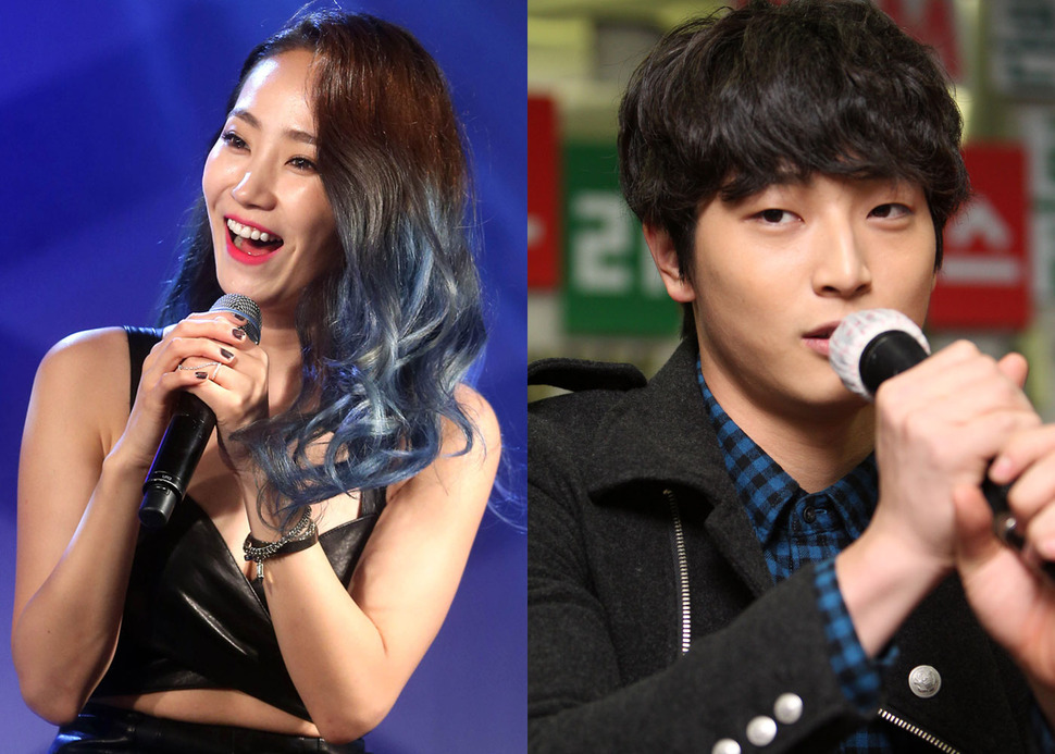 그룹 원더걸스 예은(왼쪽)과 2AM 정진운. 연합뉴스