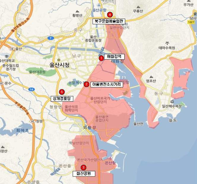 울산 악취감지기 설치 위치도   울산시 제공