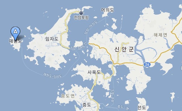 전남 신안군 임자면 재원도 위치.
