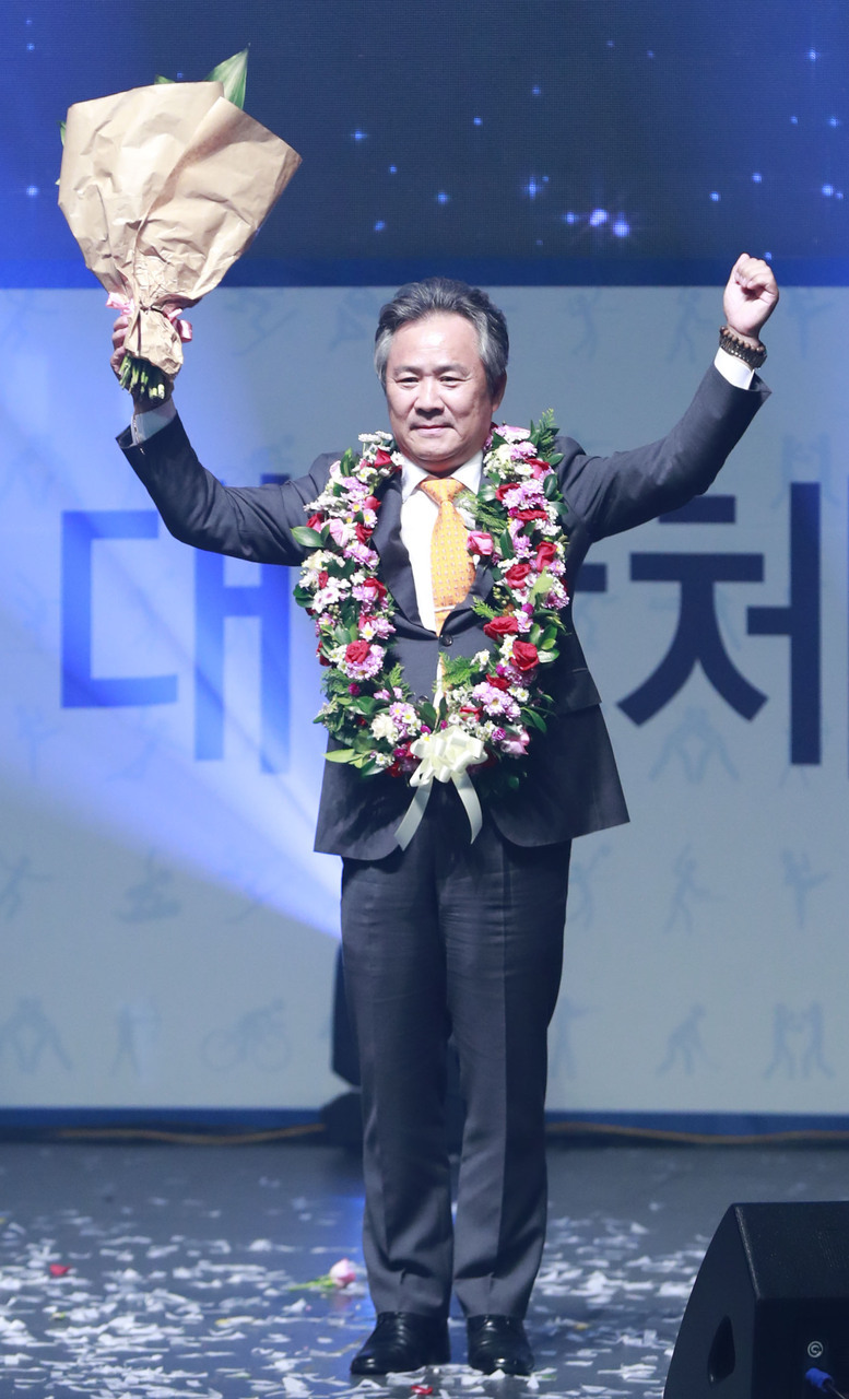 초대 통합체육회장에 당선된 이기흥 회장. 연합뉴스