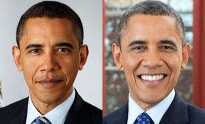 버락 오바마 미국 대통령의 2009년(왼쪽) 모습과 2016년(오른쪽) 모습.