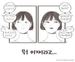 에스엔에스(SNS)를 통해 인기를 얻고 있는 씨냉 작가의 만화들. ‘화장' 편. 누리집 갈무리