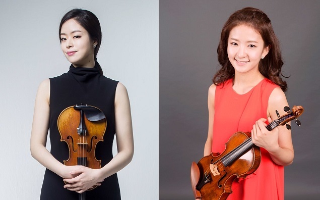 (왼쪽) 2011년 무네츠구 콩쿠르 우승자인 바이올리니스트 김다미. 금호문화재단 제공ⓒJun-Young Lee (오른쪽) 2013년 무네츠구 콩쿠르 우승자인 바이올리니스트 장유진. 금호문화재단 제공ⓒBonsook Koo