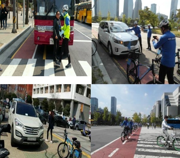 교통순찰대 자전거전용차로 집중 단속 모습 서울시 제공