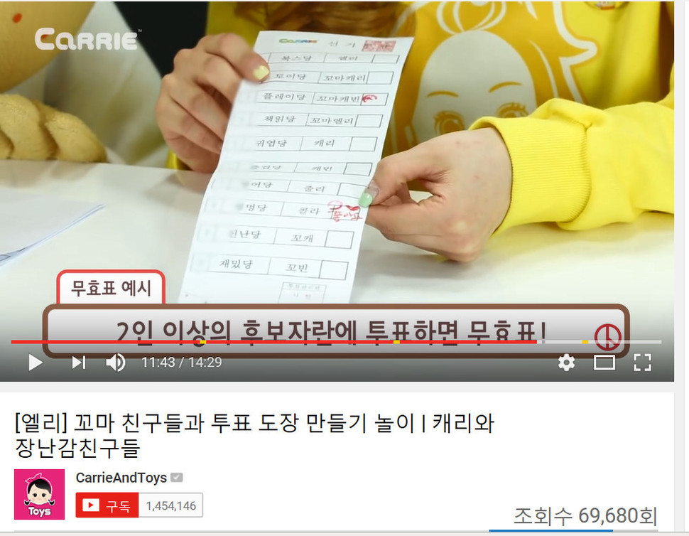 충청북도선거관리위원회가 선거 참여도를 높이려고 만든 동영상. ‘엘리와 장난감 친구들’ 영상을 접목한 동영상은 쉽고, 재미있는 선거 해설로 어린이와 부모 등의 인기를 끌고 있다.충청북도선거관리위원회 제공