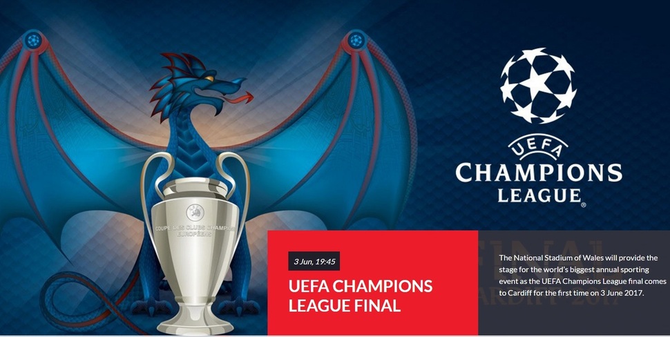6월4일(한국시각) 유럽축구연맹(UEFA) 챔피언스리그 결승전이 열리는 웨일스 카디프의 프린시팰리티 경기장 홈페이지 화면 갈무리.