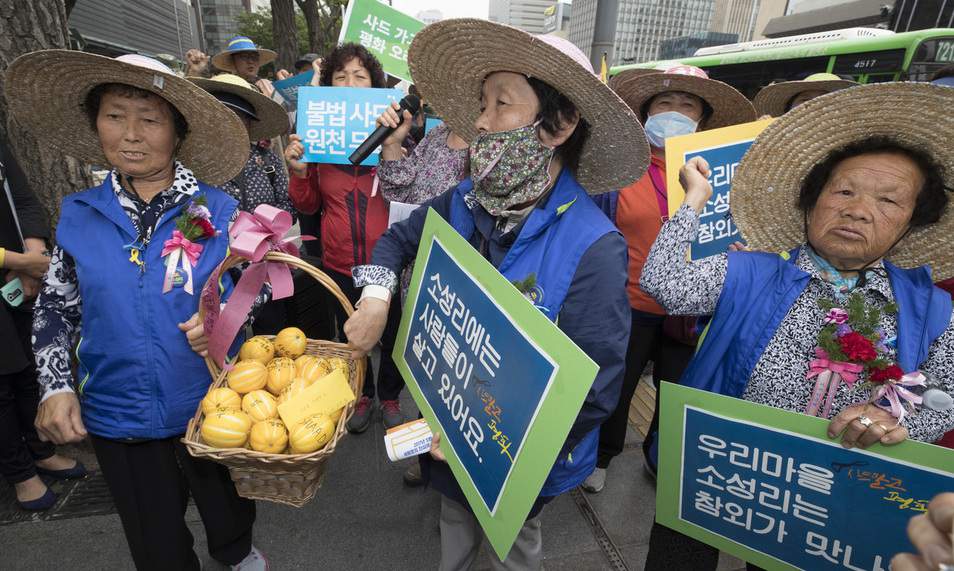 성주·김천 어머니들 카네이션 달고 “사드배치 철회”