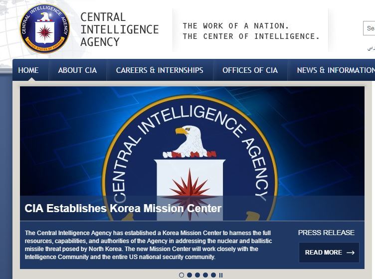 미국 중앙정보국(CIA) 누리집 갈무리.