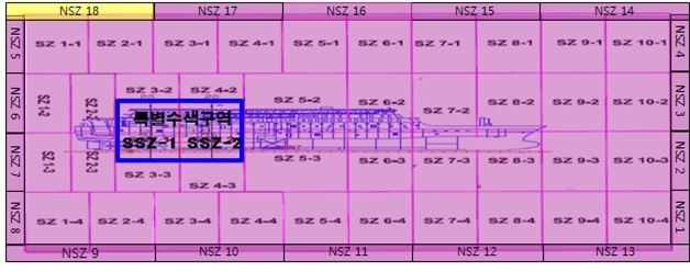 세월호 침몰해역 해저 수색 구역도