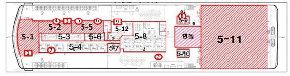 세월호 5층 수색 구역도 해양수산부 제공