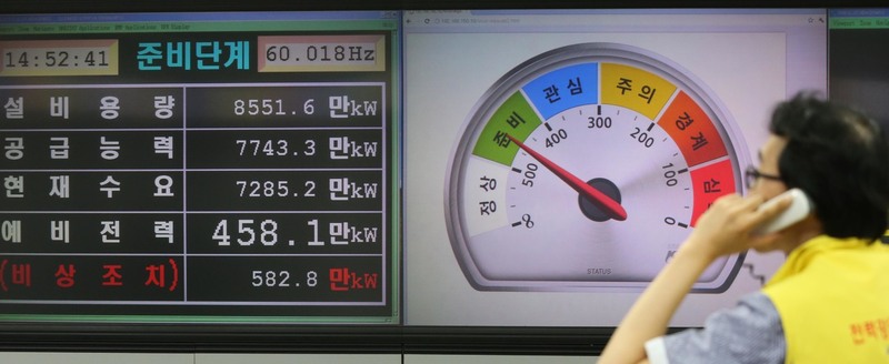 한국전력거래소의 전력수급현황판. 한겨레 자료사진.