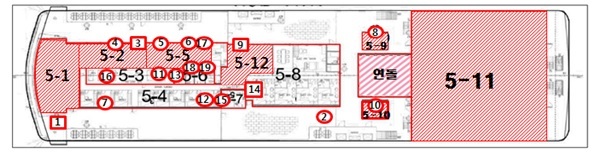 세월호 5층 수색 구역도 해양수산부 제공