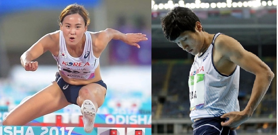 100m허들 정혜림과 멀리뛰기 김덕현.                                     사진 대한육상경기연맹 등 제공