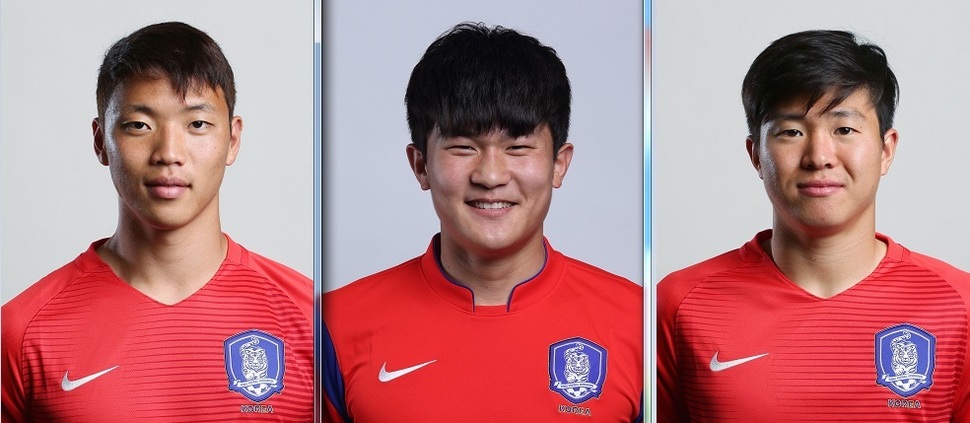 왼쪽부터 황희찬, 김민재, 권창훈. 대한축구협회 제공