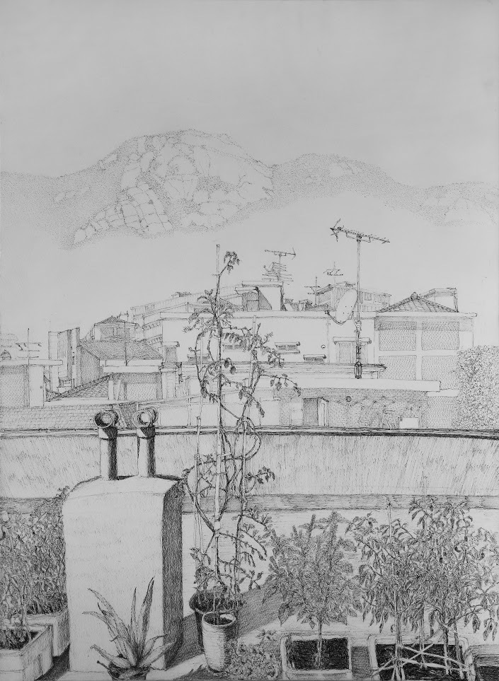 서촌, 가을 끝자락, 2016년, 펜, 53×72㎝