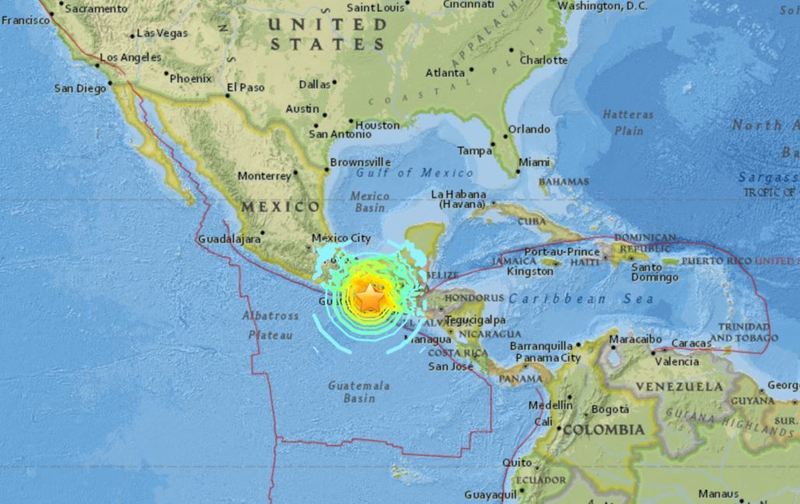 멕시코 남부 지진 진앙지. 미국지질조사국(USGS) 누리집 갈무리