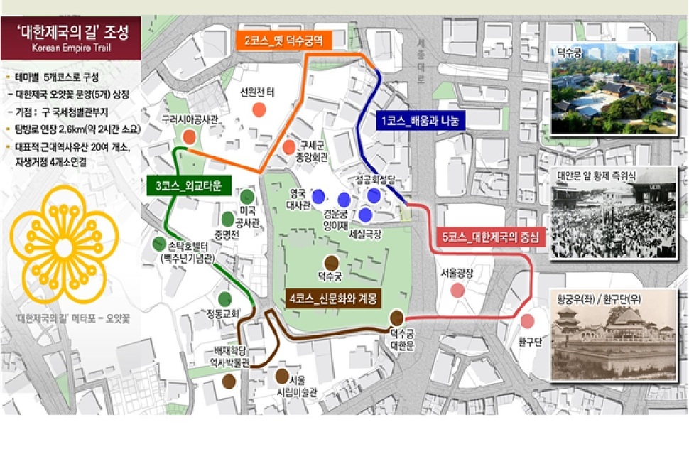 정동엔 근대 역사를 보여주는 ‘대한제국의 길’이 조성된다. 서울시 제공 *지도를 누르면 크게 볼 수 있습니다.