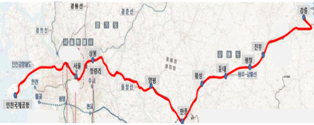 경강선 노선도 한국철도공사 제공