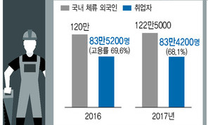 외국인 취업자도 고용한파…저임노동 쏠리고 전문인력 5%뿐