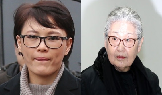 윤전추 전 청와대 행정관(왼쪽). 우병우 전 수석의 장모 김장자씨.