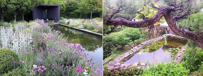 민간정원으로 지정된 경남 남해군 섬이정원(왼쪽)과 통영시 해솔찬정원. 경남도 제공