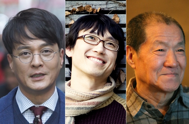 연극계 ‘미투’ 선언에서 가해자로 지목된 배우 조민기, 배우 이명행, 연출가 오태석(왼쪽부터). 한겨레 김봉규 선임기자