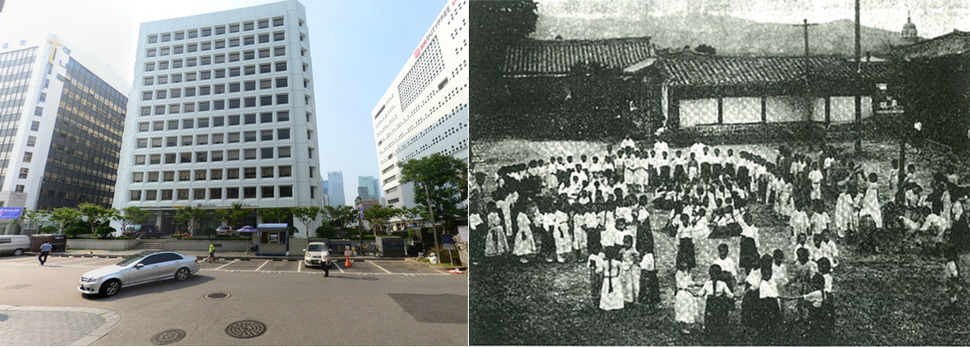 옛 태화관 앞 마당(왼쪽)과 독립선언 광장으로 만들어질 지금의 태화관 자리. 서울시, 태화복지재단 제공