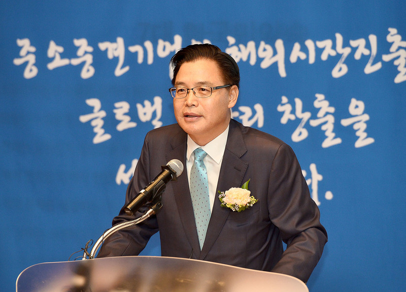 권평오 KOTRA 신임 사장이 2일 KOTRA 본사에서 취임사를 하고 있다. 코트라 제공