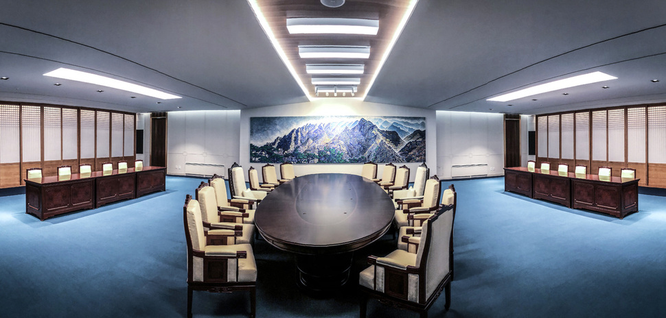 Image result for north and south korea meeting room
