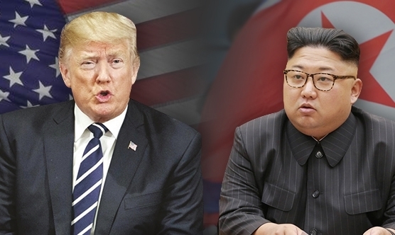 도널드 트럼프 미국 대통령(왼쪽)과 김정은 북한 국무위원장. <한겨레> 자료사진