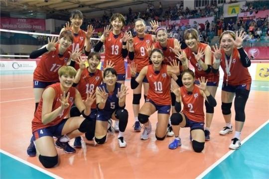 사진은 지난해 그랑프리 대회에서 선전했던 여자배구대표팀. 한국배구연맹(KOVO)