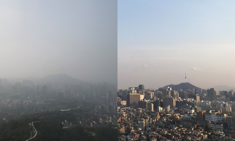 [포토] 초미세먼지로 “어제와 다른 오늘”