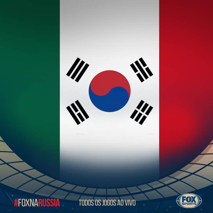 폭스스포츠 브라질 계정에 올라온 멕시코 국기와 태극기 합성 짤방