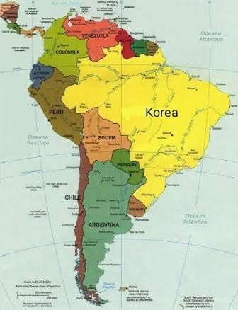 국가명을 ‘한국’으로 바꾼 브라질 지도.