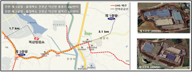 충북 진천군에 들어설 세계 최대규모 수소연료전지 발전소 위치도.충북도 제공