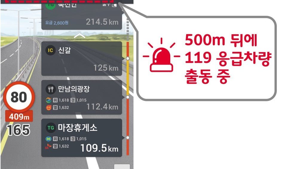 “500m 뒤에 구급차”…티맵 내비에 팝업 창 뜬다
