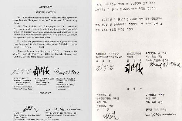   On July 27, 1953, an armistice agreement signed by North Korea, China, and the United Nations (UN) representative without South Korea. 