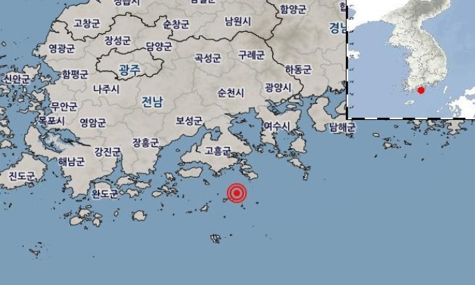 전남 고흥군 인근에서 규모 2.1 지진