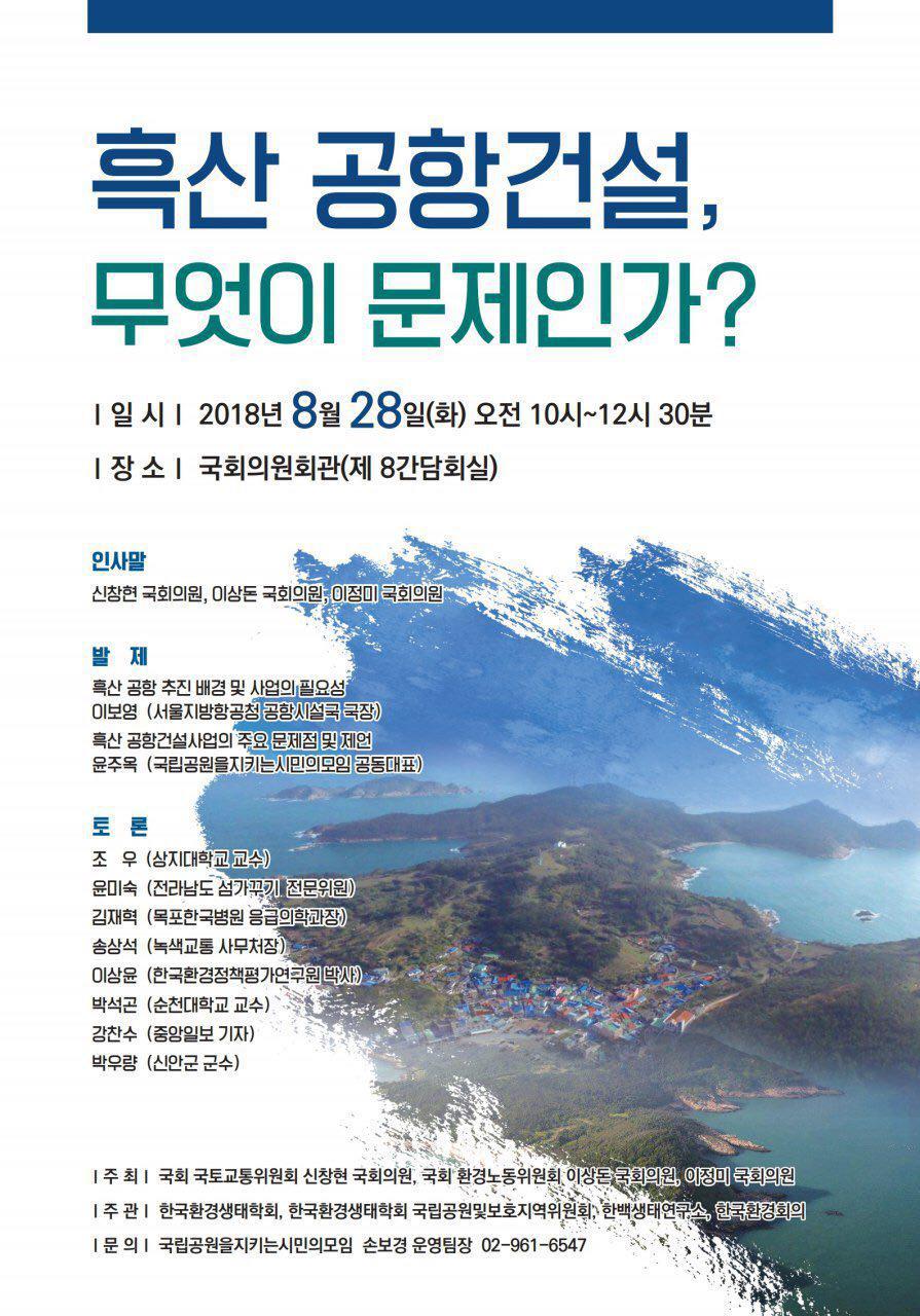 이상돈 바른미래당 의원이 어제(28일) 주최한 흑산도 공항 관련 토론회 포스터.