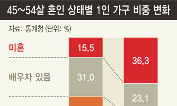 고독한 중년…청년·노인보다 비혼 1인가구 급증