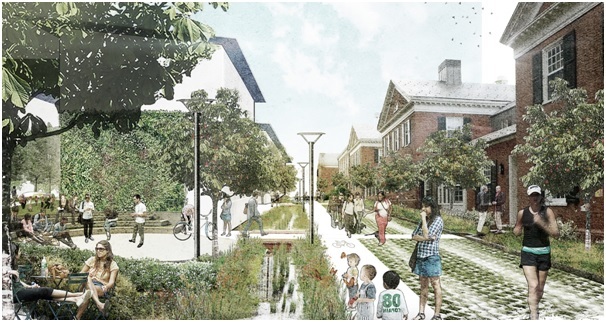 재생 마을(Regenerative Village). Yale 대 (image source: http://schoolofregen.org/project/yale-divinity-school-regenerative-village/)