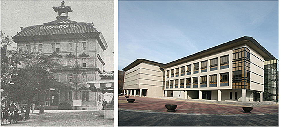 1911년 창경궁 이왕직 도서고(왼쪽), 경기도 성남시 분당구 운중동에 위치한 현 장서각
