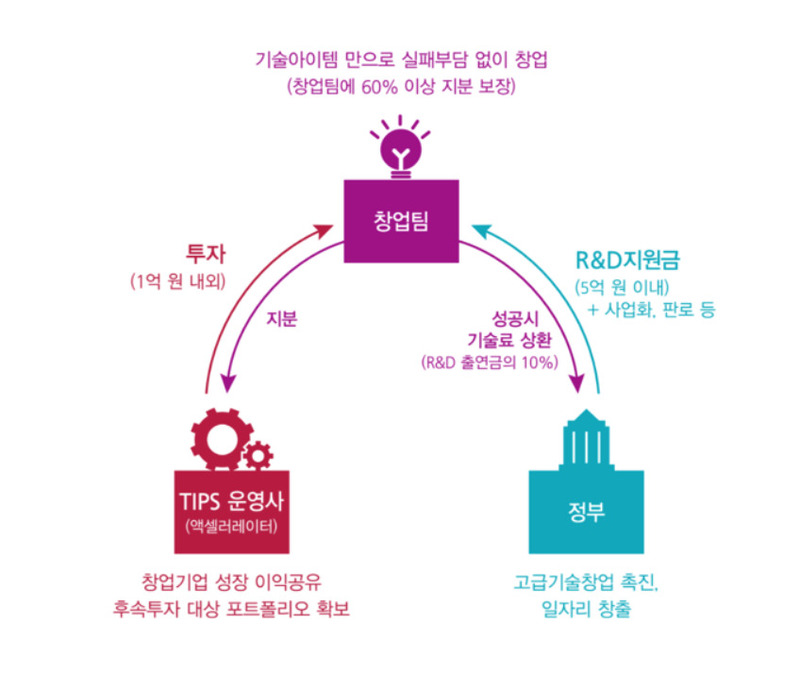 팁스 프로그램의 운영 구조.  팁스 누리집 갈무리