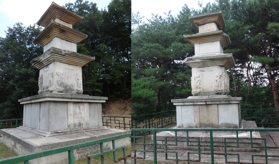간월사지 남·북 삼층석탑(왼쪽부터 남탑과 북탑)