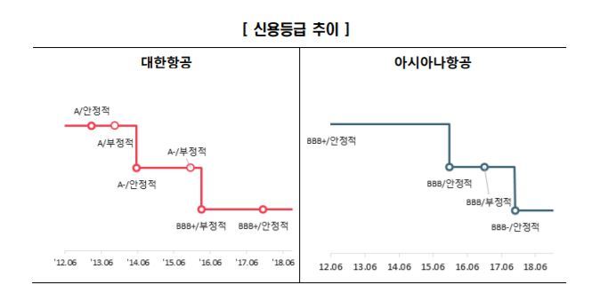 자료:한국신용평가 <짙은 안개 뒤엔 어떤 하늘이, 양대 항공사 신용도 전망>