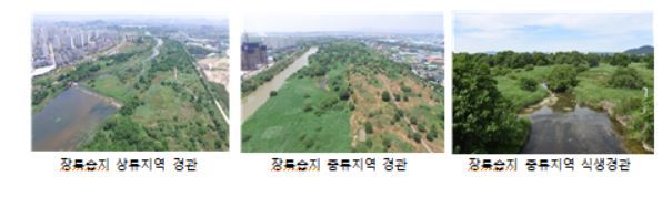 장록습지 구간별 경관.