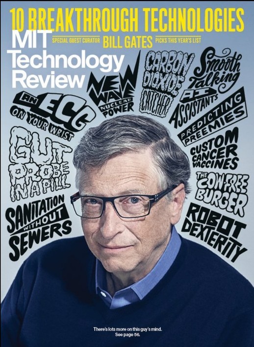 MIT 테크놀로지 리뷰는 빌 게이츠가 선정한 2019년의 기술 10가지를 소개했다.