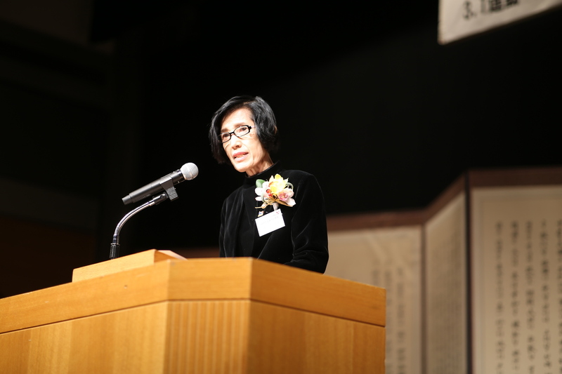 피우진 국가보훈처장이 8일(현지시각) 도쿄 재일본한국 YMCA에서 열린 제100주년 2·8독립선언 기념식에 참석하여 기념사를 하고 있다. 국가보훈처 방문단은 지난 7일부터 2박3일간, 3·1운동의 도화선이 된 2·8독립선언을 기리고 일본 거주 생존애국지사 위문을 위해 일본 도쿄를 방문했다. 국가보훈처 제공